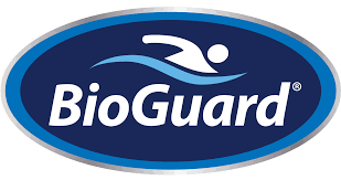 Pictures of Bioguard's Logo featuring an indistinct figure swimming 